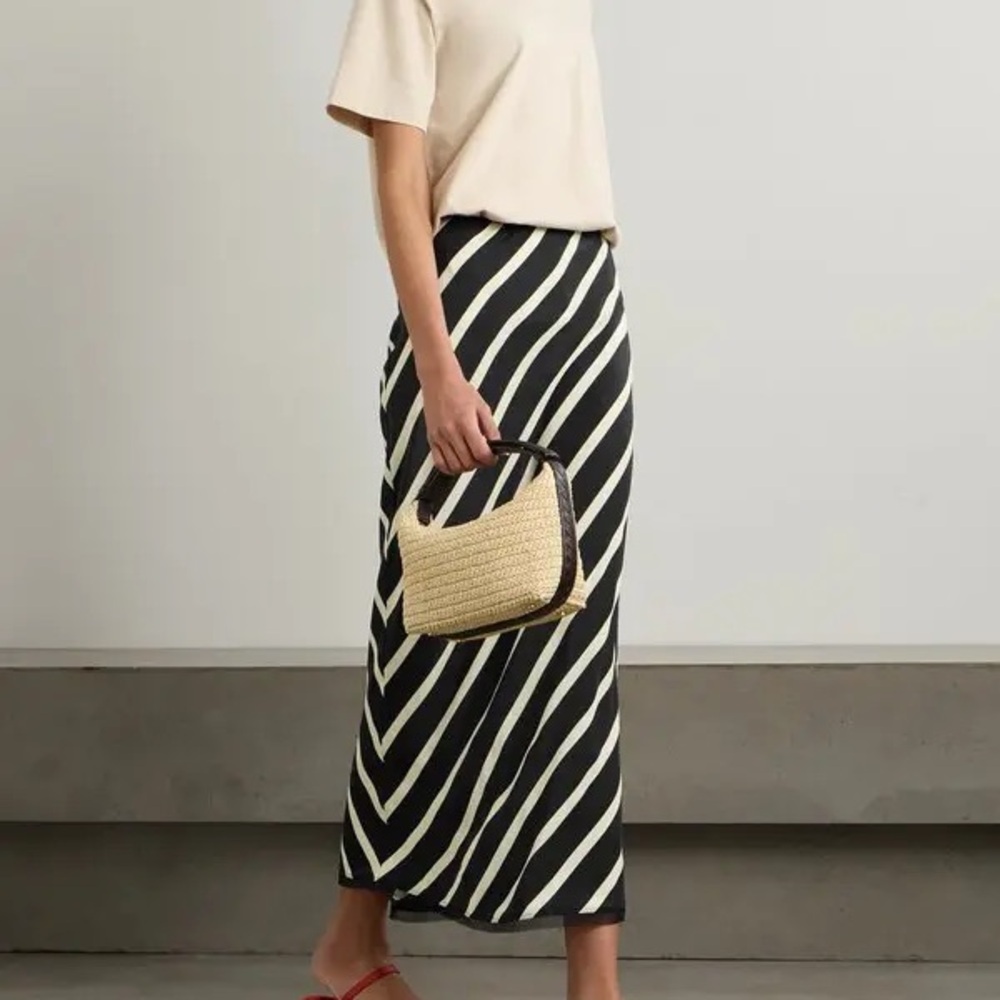 NWT La Ligne Bianca Skirt Striped Silk
